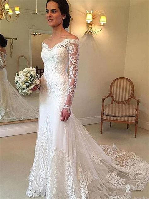Keep an eye out for our favorite, mermaid, vintage wedding dresses! Trumpet/Mermaid Off-the-Shoulder Court Train Long Sleeves ...
