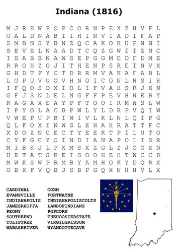 Indiana Word Search Worksheets WorksheetsCity