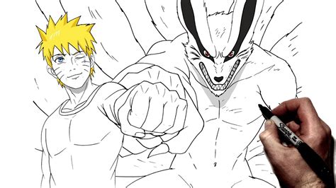 How To Draw Naruto And Kurama Step By Step Naruto Youtube