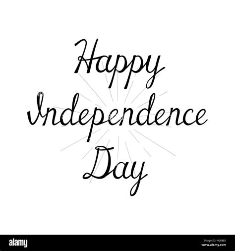 Happy Independence Day Handwritten Calligraphy Sketch Card Black