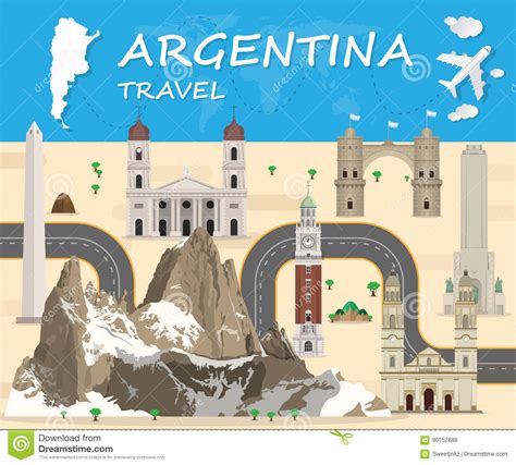 Argentina Landmark Global Travel And Journey Infographic Vector Stock