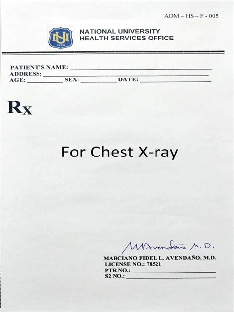 Chest X Ray Request Form Pdf