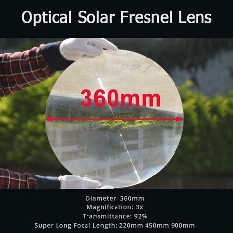 360mm Large Optical Pmma Plastic Solar Fresnel Lens Long Focal Length