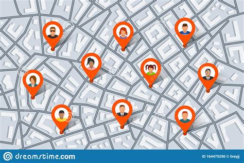 Pointer Pins On City Map With People Stock Vector Illustration Of