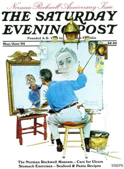 Norman Rockwell Triple Self Portrait Reprint The Saturday Evening Post