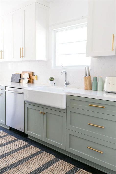 2030 Green Kitchen Cabinets With Gold Hardware