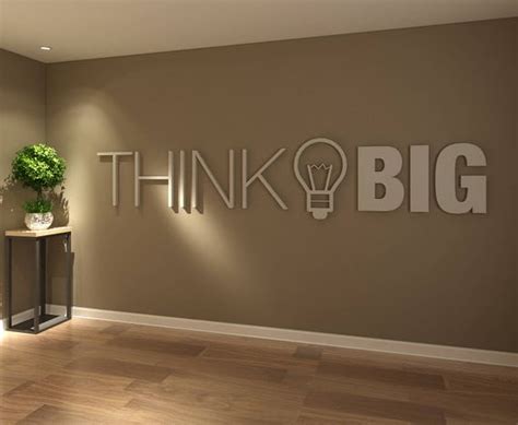 Think Big Office Wall Art Decor 3d Pvc Typography Etsy