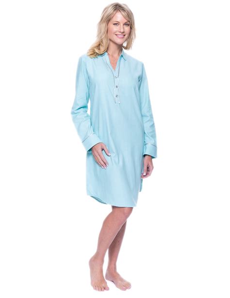 Noble Mount Womens Premium 100 Cotton Flannel Long Sleeve Sleep Shirt
