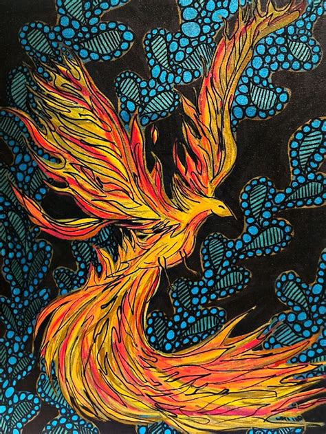 Original Painting Phoenix Fire Bird On 18 X 24 By Beccasboudoir Phoenix Painting Fire Art