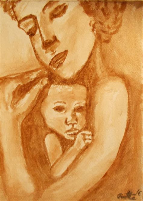Madre E Hijo Impresión De Pintura De Acuarela 8x10 Bellas Artes