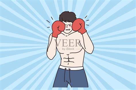 强壮肌肉的拳击手在擂台上搏斗插画图片素材id410356531 Veer图库