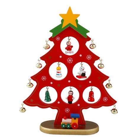 87 Wooden Christmas Tree Board With Mini Hanging Ornament Diy Desktop