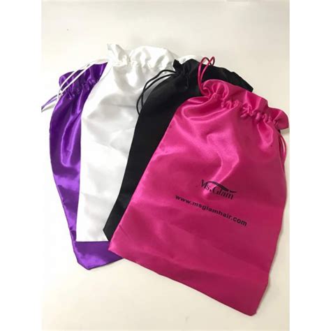 Silk Satin Bags Custom Hair Package With Your Own Logo On It Bellaweave