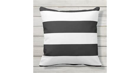 Black And White Striped Outdoor Pillow