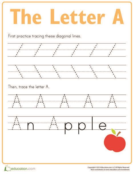 Preschool Letter A Tracing Worksheets