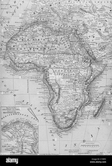 Old Map Of Africa From Original Geography Textbook 1884 Stock Photo