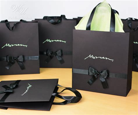 20 Logo T Bags With Satin Ribbon Handles And Bow Elegant Paper T