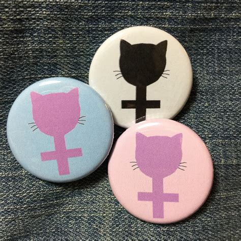 Feminist Cat Lady Button Radical Buttons