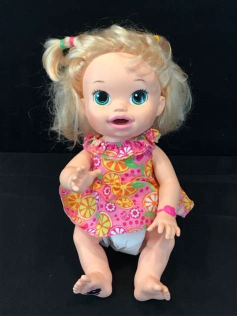 Baby Alive Snackin Sara Blonde Doll 2014 English Spanish Bilingual