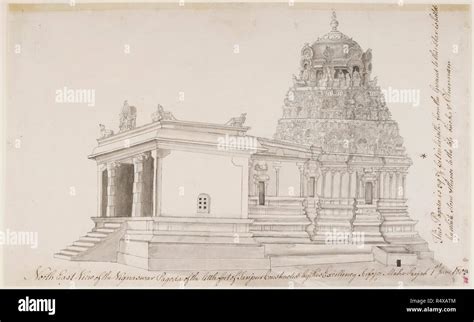 North East View Of The Vighnesvara Temple In Tanjore Drawing