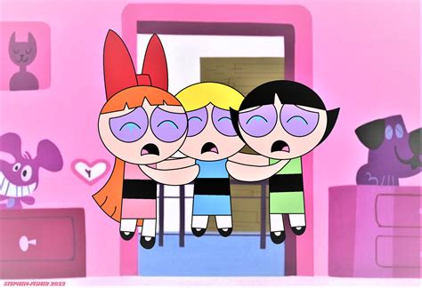 The Powerpuff Girls Crying And Hugging Together By Stephen Fisher On