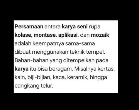 Sebutkan 4 larangan yang tidak boleh dilakukan oleh bpr? sebutkan persamaan dan perbedaan karya seni montanse ...