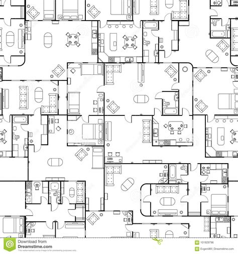 Black And White House Floor Plan With Interior Details