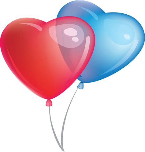 Красное и синее сердечки Воздушные шарики Картинки Png Галерейка