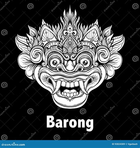 Barong Traditional Ritual Balinese Mask Vector Decorative Ornate