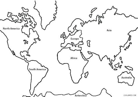 Continents Coloring Page World Map Coloring World Map Continents