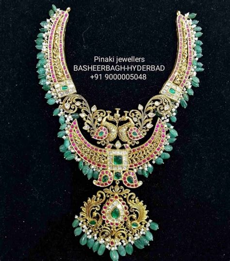 Antique Gold Peacock Kundan Haram Fashionworldhub