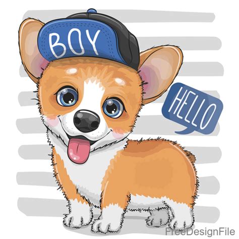 Cute Dog With Hat Vector Free Download