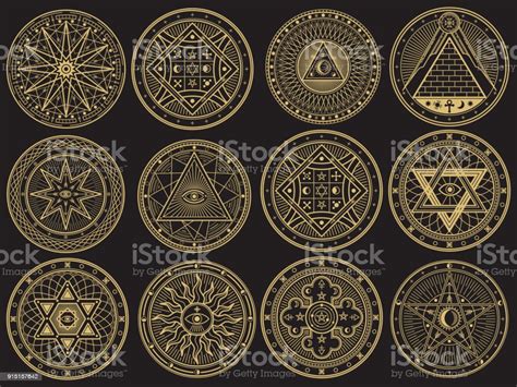 Golden Mystery Witchcraft Occult Alchemy Mystical Esoteric Symbols