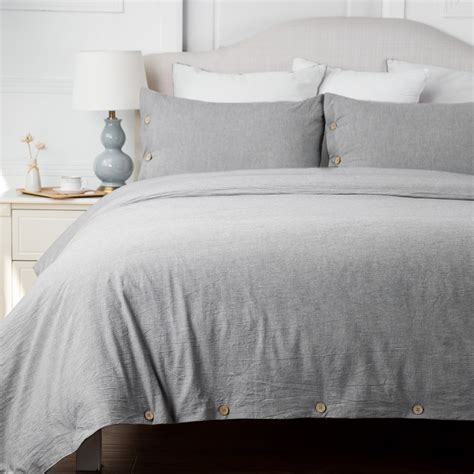 Bedsure 3 Pieces 100 Washed Cotton Duvet Cover Sets Solid Color