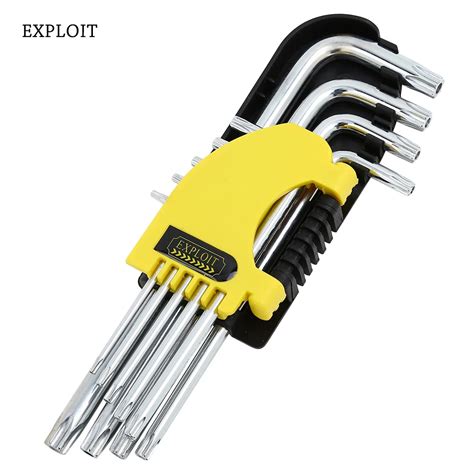9 Pcs L Shape Hex Key Repair Hand Tools Allen Wrench Set High Chrome