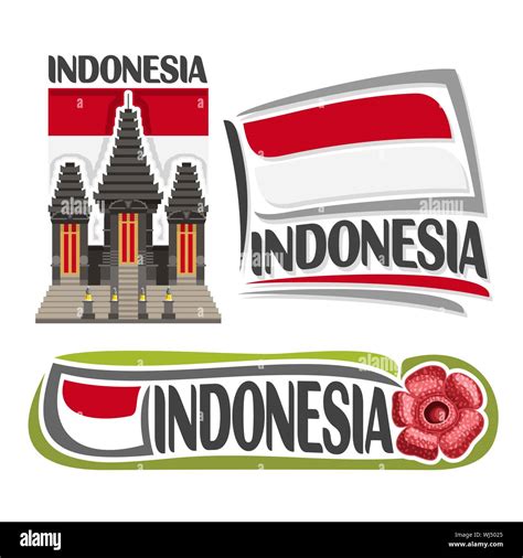 Vektor Logo Für Indonesien 3 Isolierte Images Vertikale Banner Mit