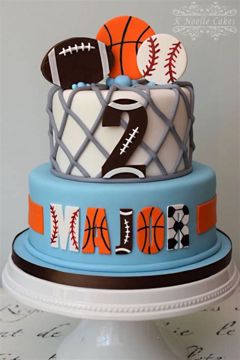 Sports Theme 2nd Birthday Cake By K Noelle Cakes Sports Birthday Cakes Sports Birthday Party