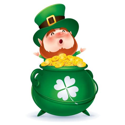 Leprechaun And A Pot Of Gold Stock Vector Illustration Of Symbol