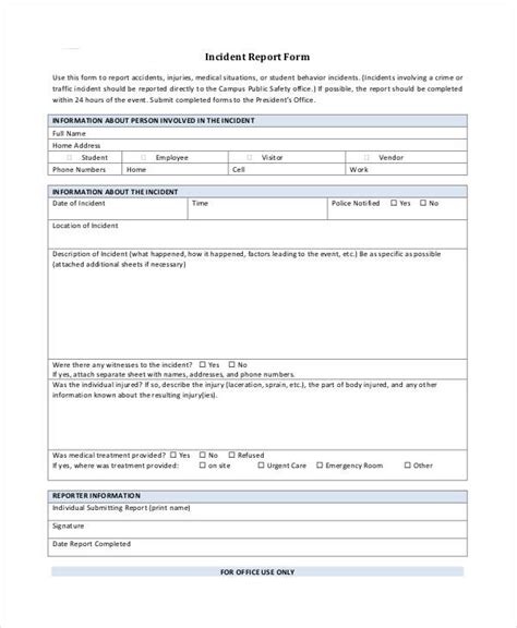 Blank Incident Report Template 18 Free Pdf Word Docs
