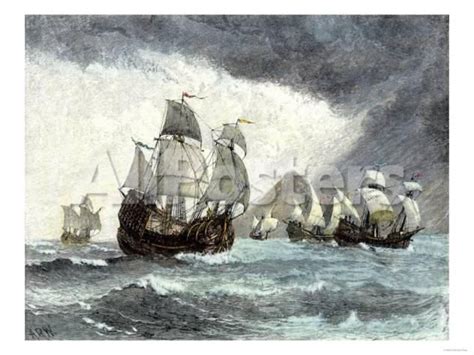 Ships Of Ferdinand Magellan Rounding Tierra Del Fuego To Circumnavigate