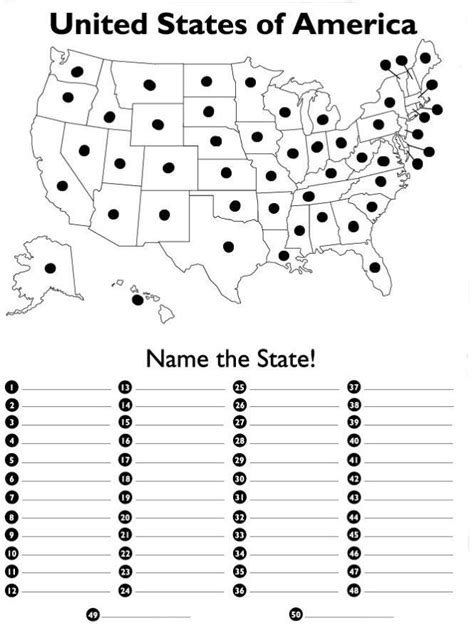 State Capitals Printable List