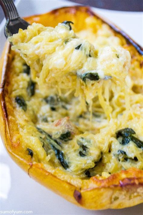Baked Spinach Alfredo Spaghetti Squash Boats These Are So Easy To