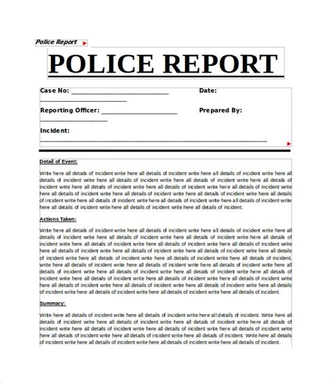 Crime Report Template 11 Documents In Pdf And Word Sample Templates