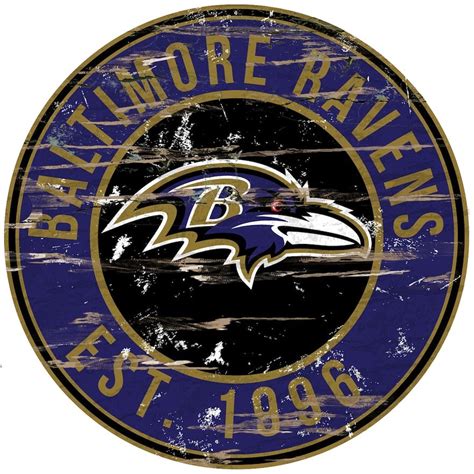 Baltimore Ravens Distressed 24 X 24 Round Wall Art Baltimore Ravens