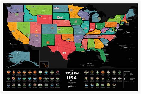 〚travel Map® Of The Usa Black〛byu Scratch Black Usa Map In 1deame