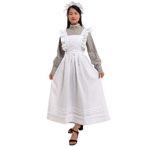 Womens Victorian Maid Grey Deluxe Historical Fancy Dress Cosplay Apron