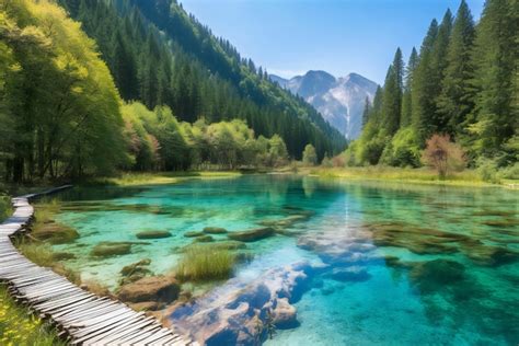Premium Photo Beautiful Mountain Lake In The Alps With Clear