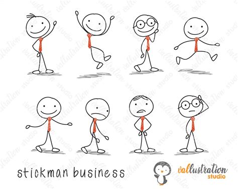 Stickman Business Doodle Business Clipart Cartoon People Etsy