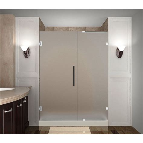 Aston Nautis 60 In X 72 In Completely Frameless Hinged Shower Door With Frosted Glass In