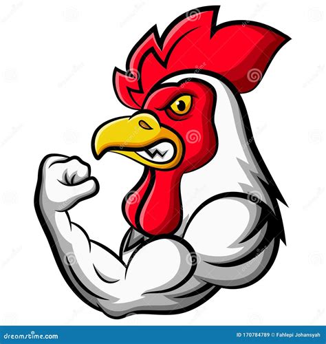Cartoon Strong Chicken Mascot Design Stock Vector Illustration Of